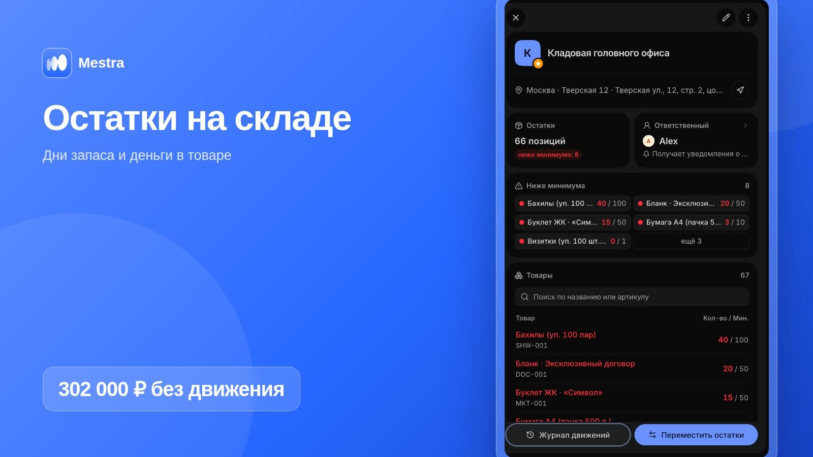 Остатки на складе: отчёт, дни запаса и контроль в 2026
