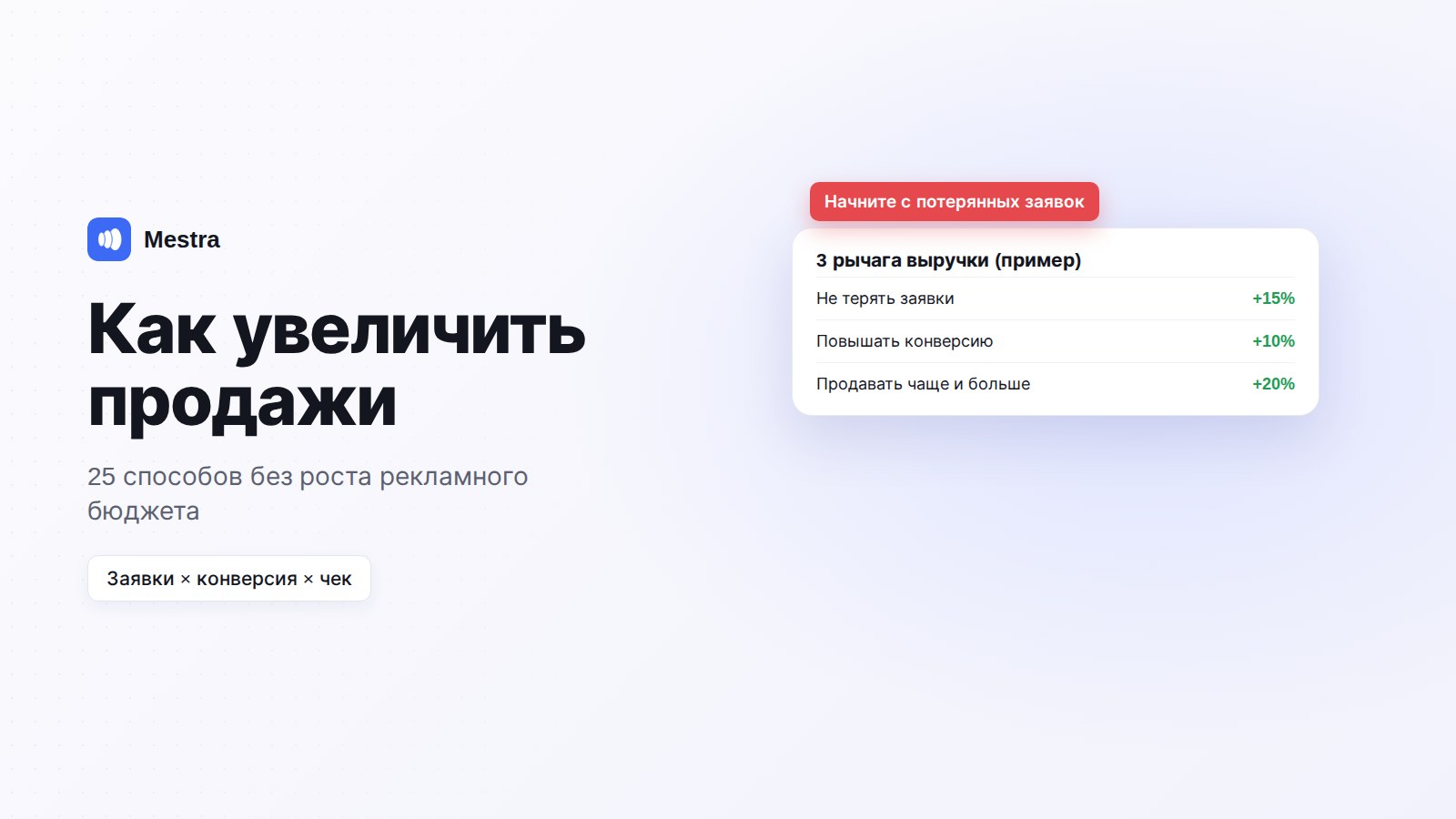 Как увеличить продажи: скорость ответа, повторные покупки и средний чек в Mestra