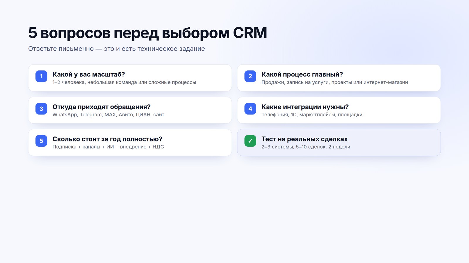 Чек-лист выбора CRM