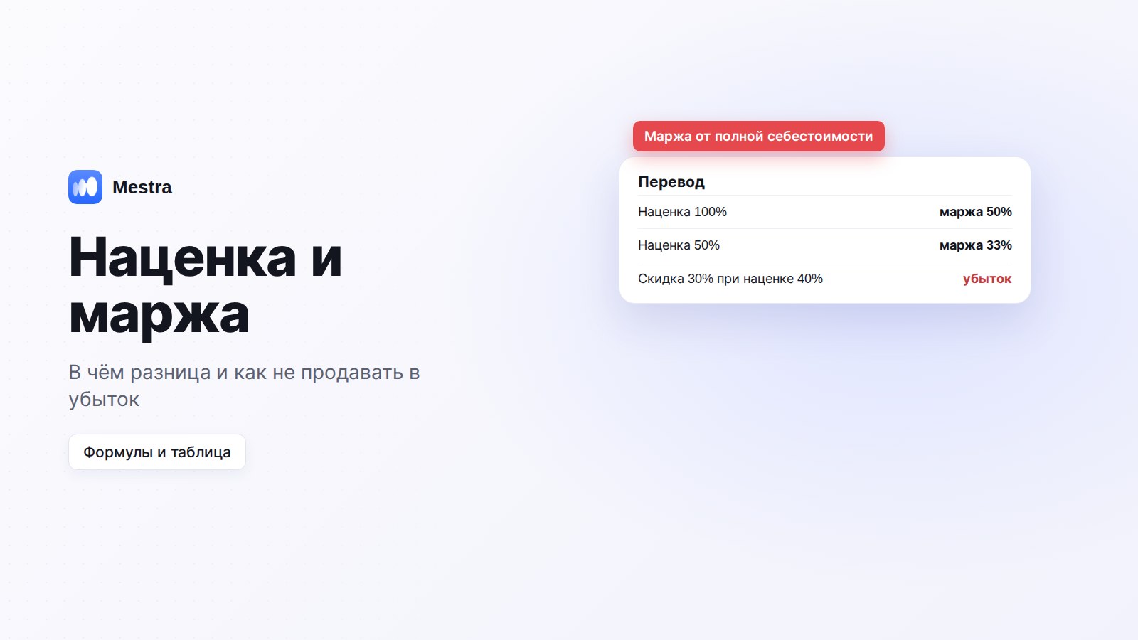 Наценка и маржа: разница и формулы