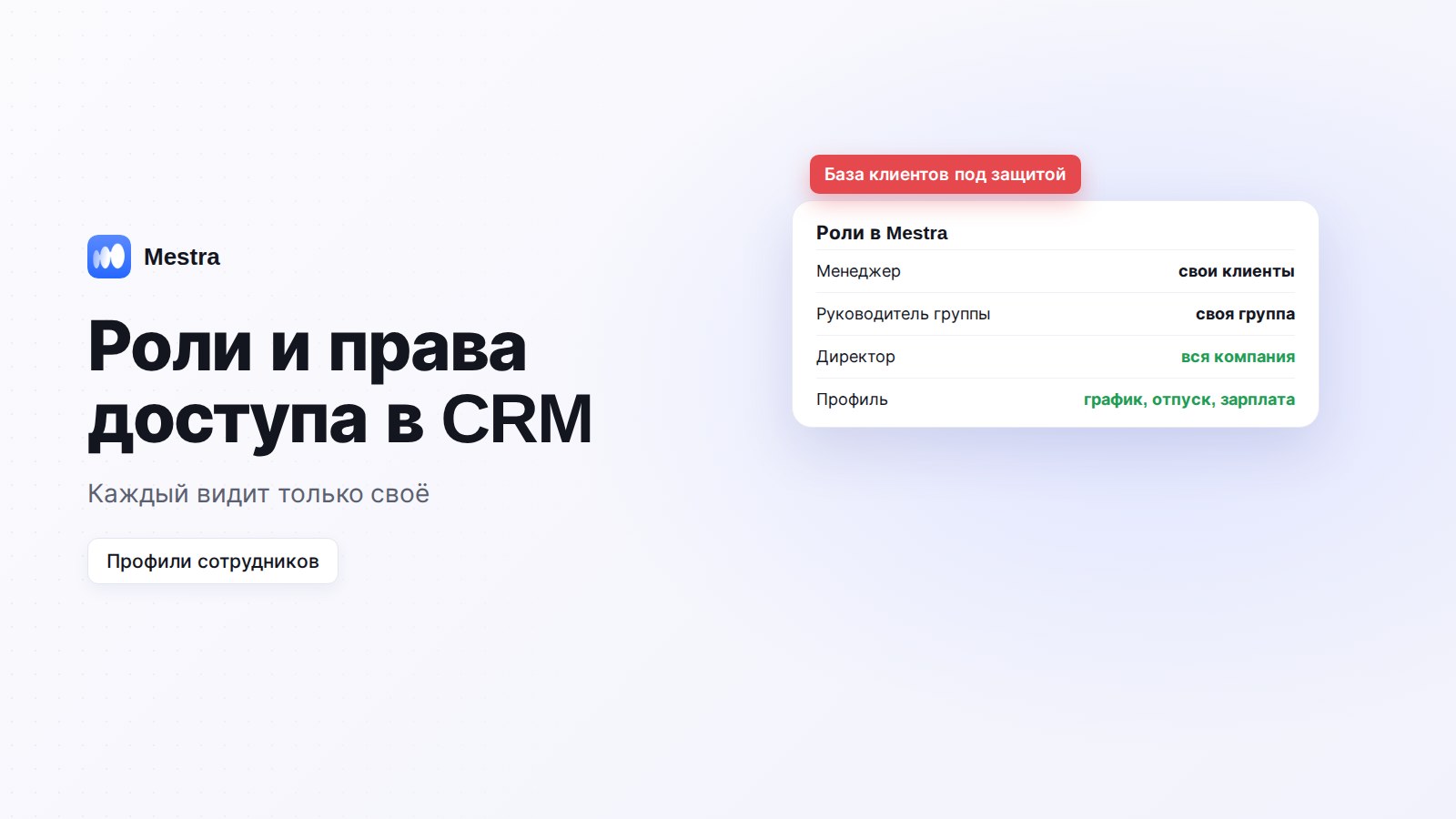 Роли и права доступа в CRM, профили сотрудников