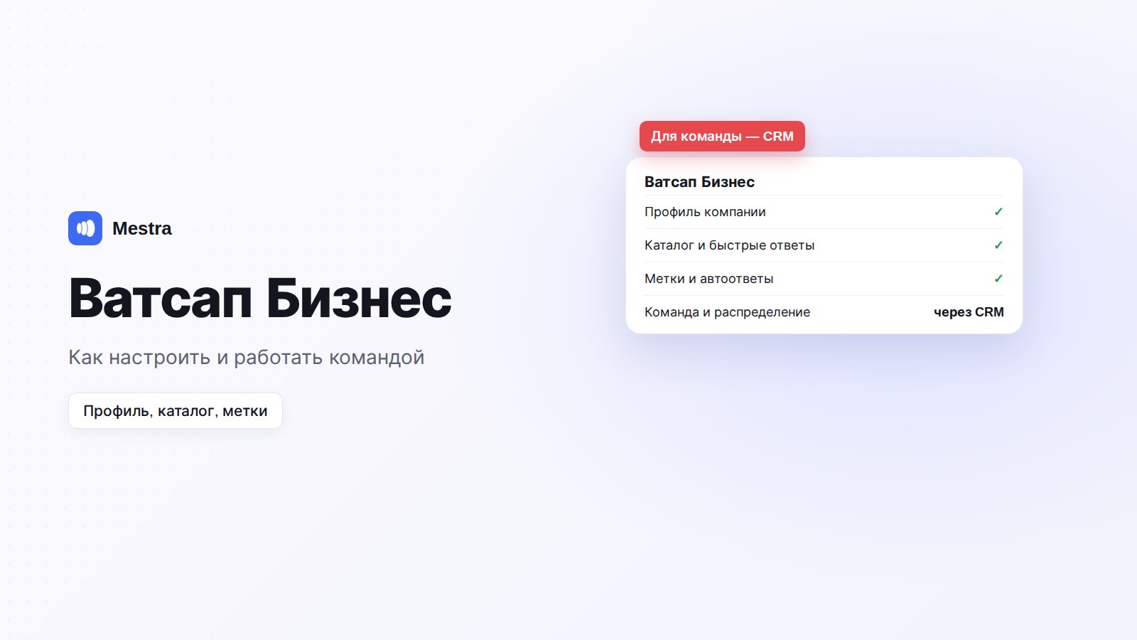 Ватсап Бизнес: профиль компании и командная работа с клиентами